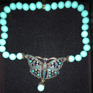 Heidi Daus butterfly necklace with turquoise beads
